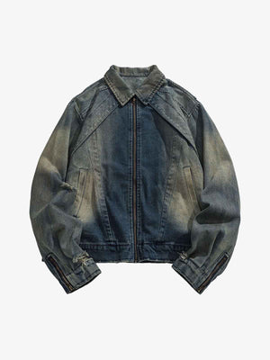Thesupermade High Street Hip-hop Distressed Washed Denim Jacket - 2242 