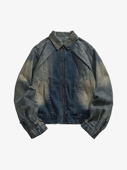 Thesupermade High Street Hip-hop Distressed Washed Denim Jacket - 2242 