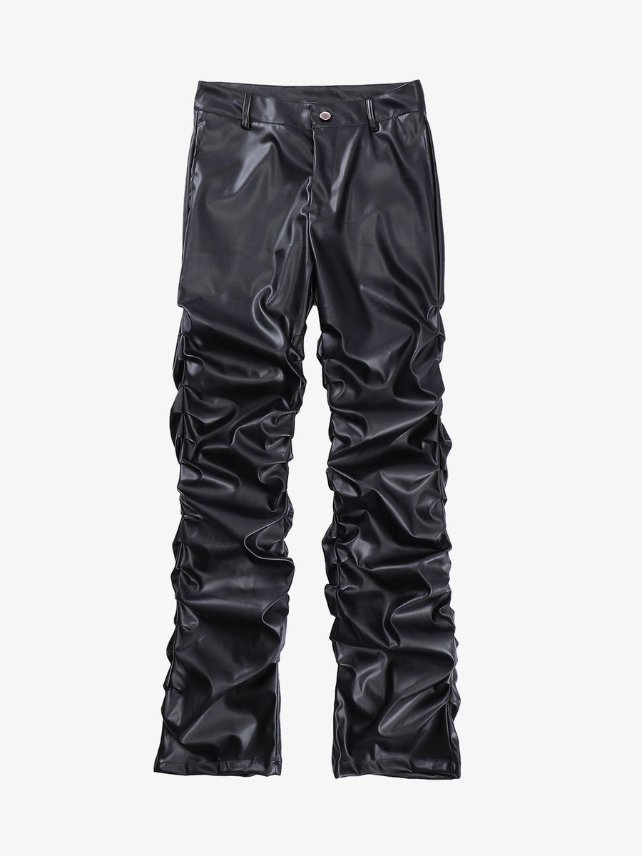 Thesupermade Punk Style Pleated Leather Pants - 2195 
