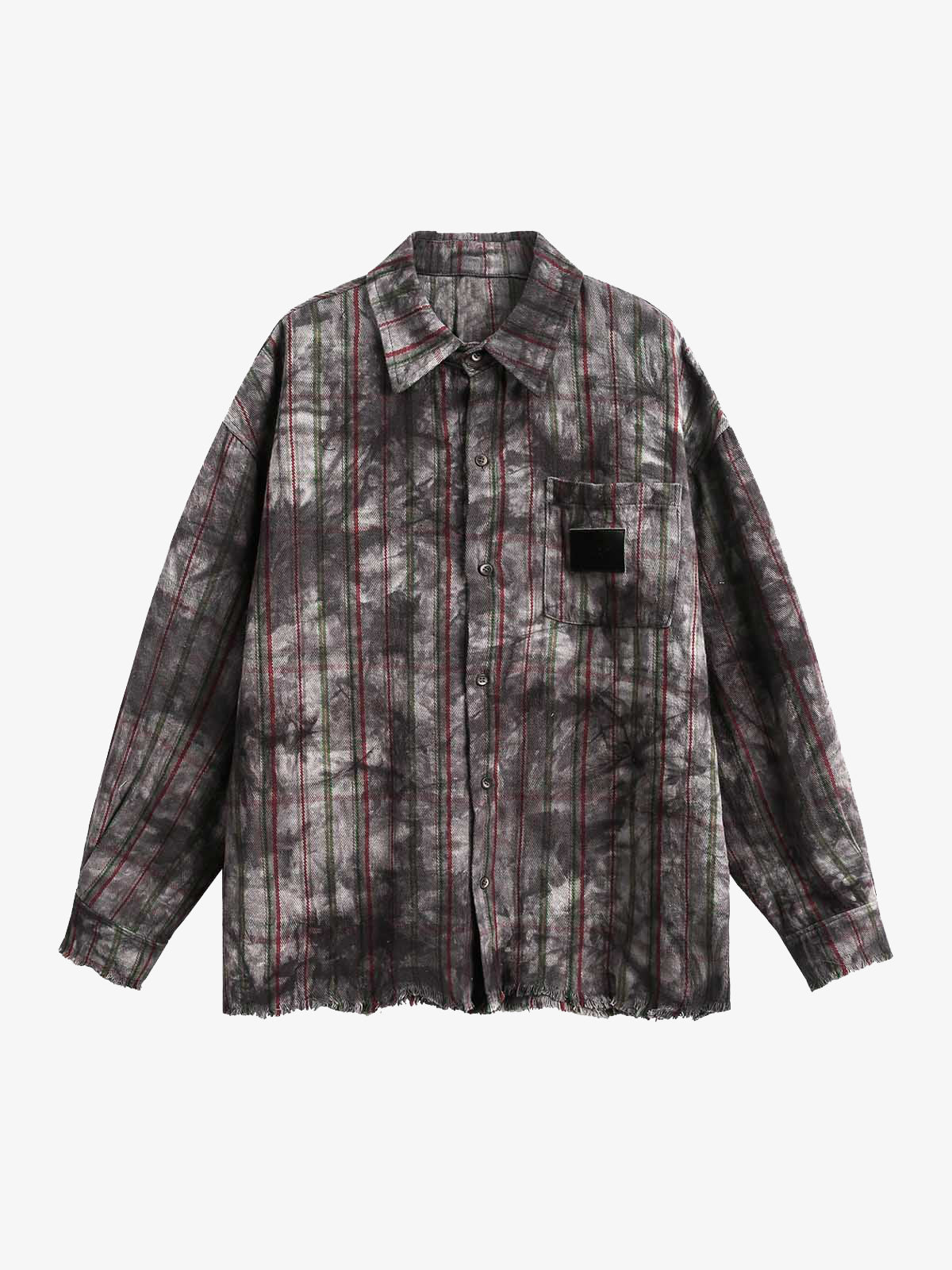 Vintage Plaid Tie-Dye Long Sleeve Shirt 