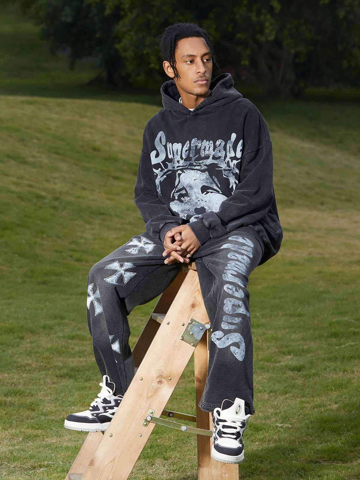 Thesupermade Heavy Washed Jesus Graphic Hoodie - 1973 