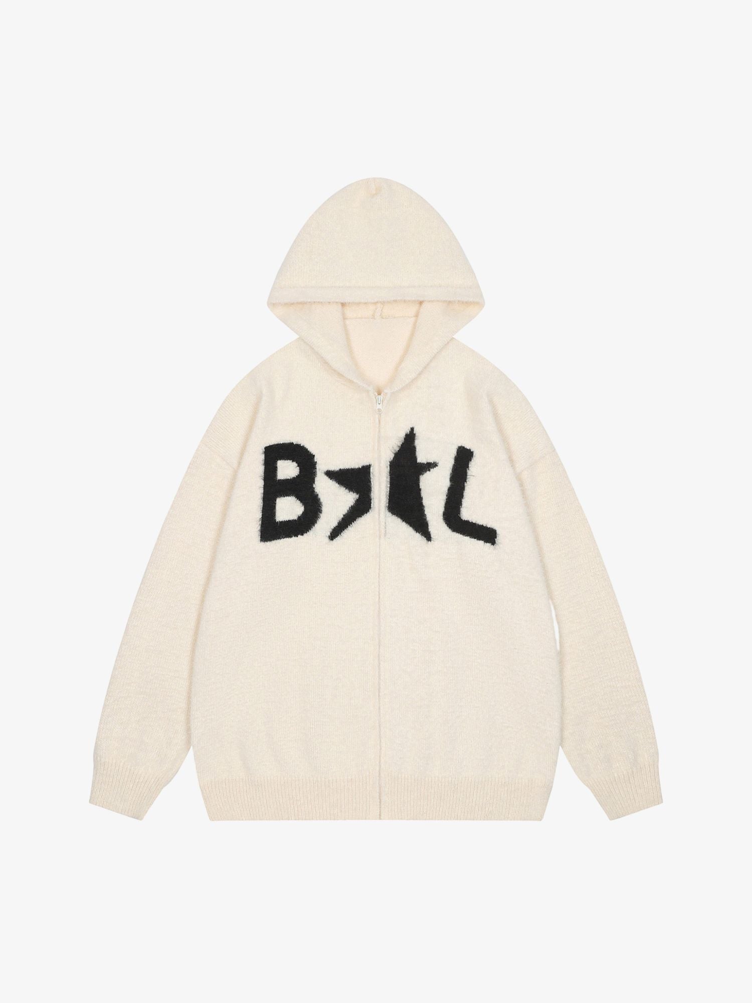 Thesupermade Star Knit Hooded Zip Up Cardigan Sweater 