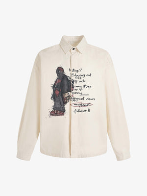 Graphic Portrait Print Long-Sleeve Shirt 