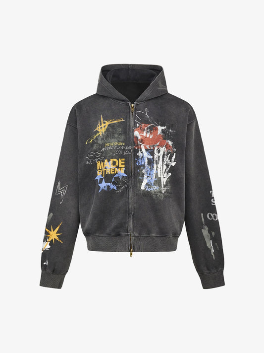 Thesupermade Graffiti Cardigan Hoodie 