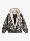 Thesupermade Camouflage Fur Hooded Jacket - 2353 