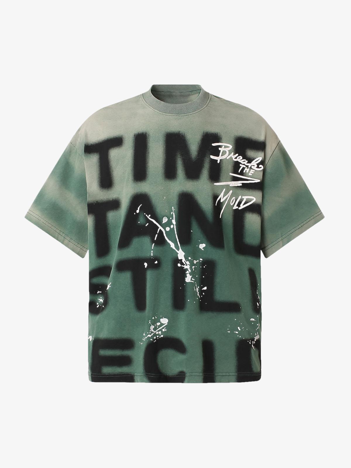 Ink Splash Letter Print T-shirt - 2414 