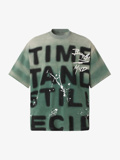 Ink Splash Letter Print T-shirt - 2414 