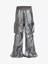 RO Style Matte Coated Leather Baggy Trousers - 2339 