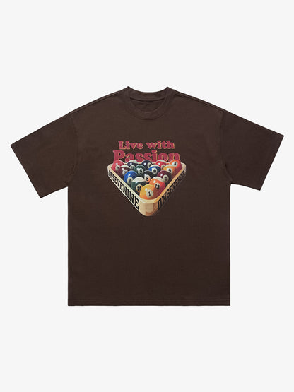 Retro Billiards Letter Print T-Shirt 