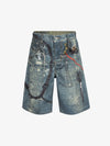 Retro Scissors Print Cropped Denim Shorts 