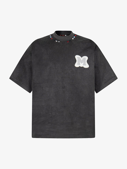 Embroidered Neckline Oversized T-Shirt 