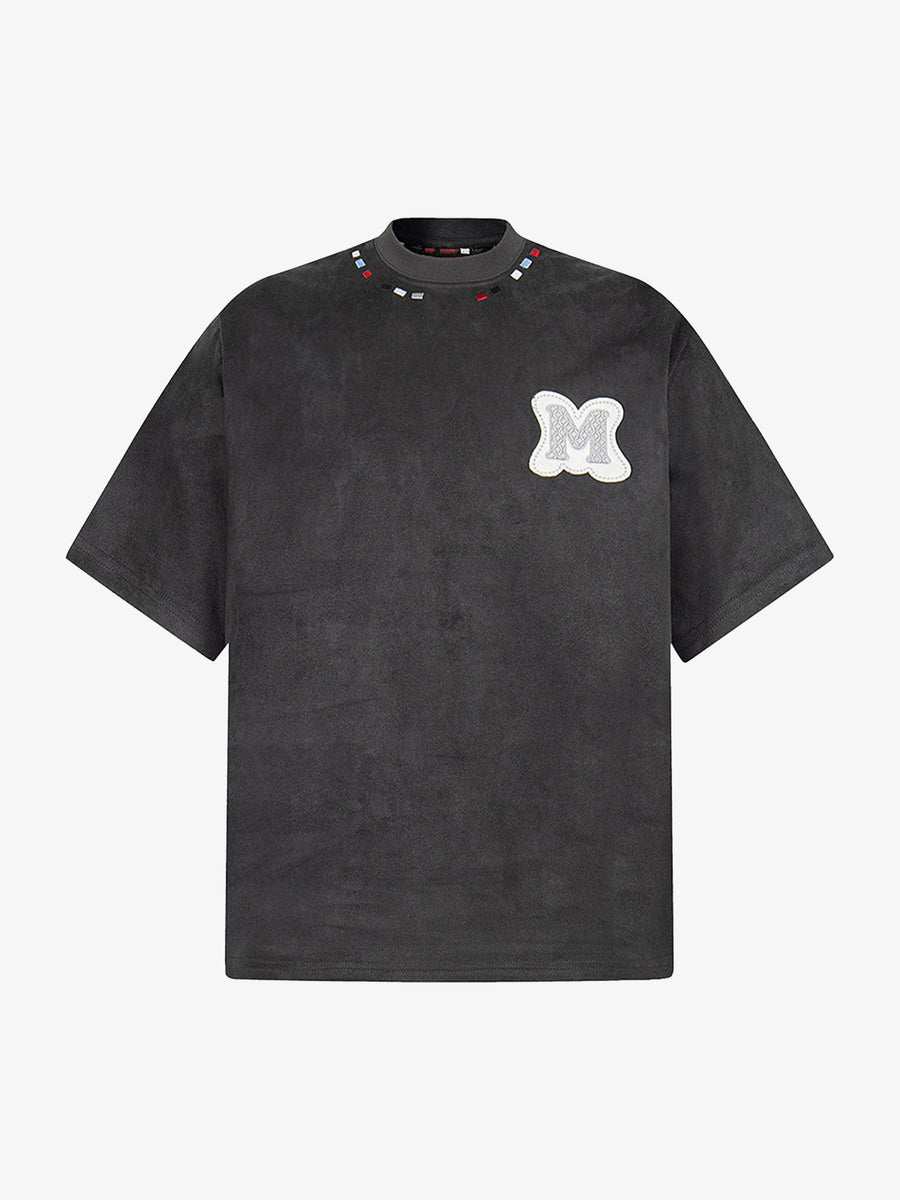 Embroidered Neckline Oversized T-Shirt 