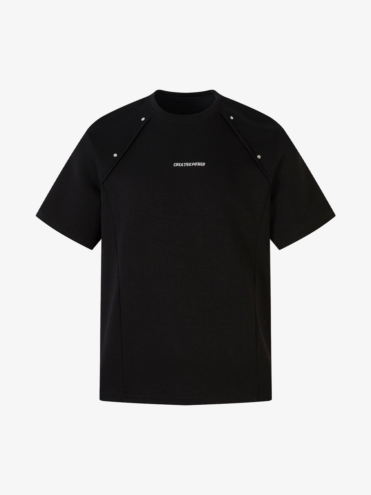 Retro Rivet Letter Embroidered T-shirt 