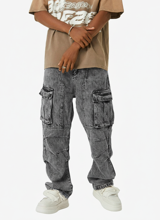 Thesupermade American Street Style Washed Distressed Work Jeans - 2354 