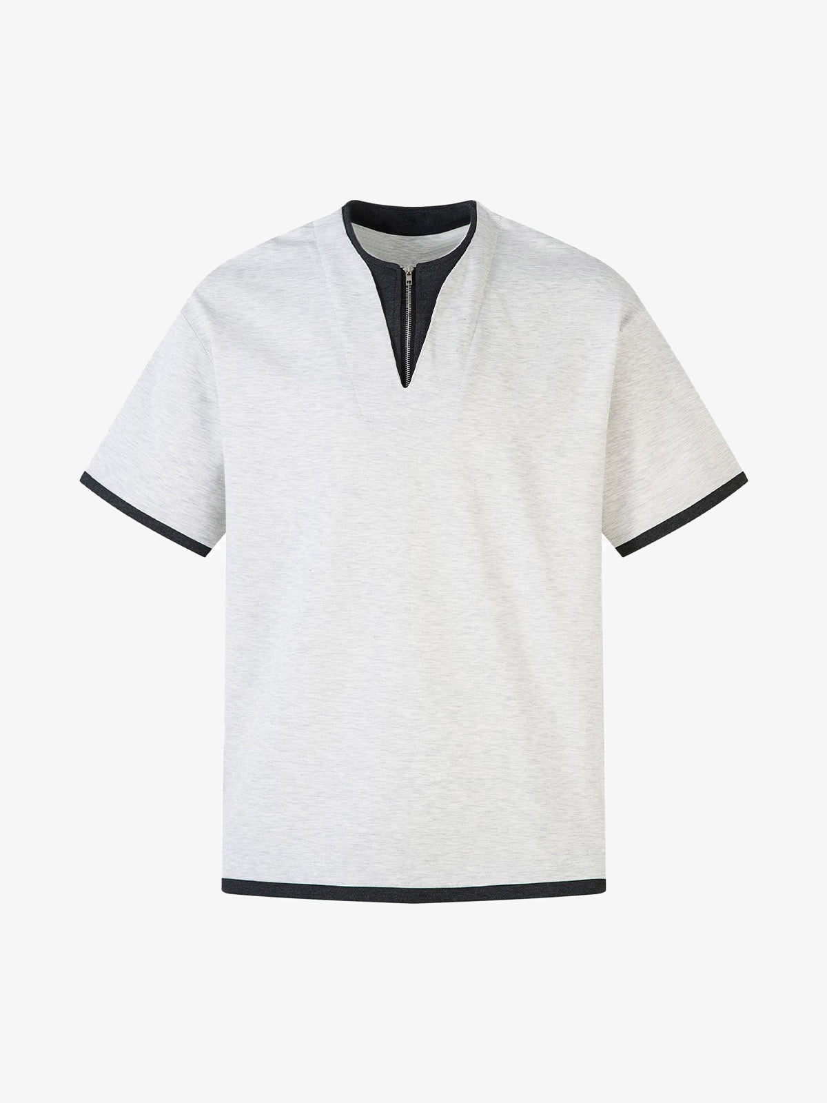 Contrast Color Stitching Faux Two-Piece T-shirt 