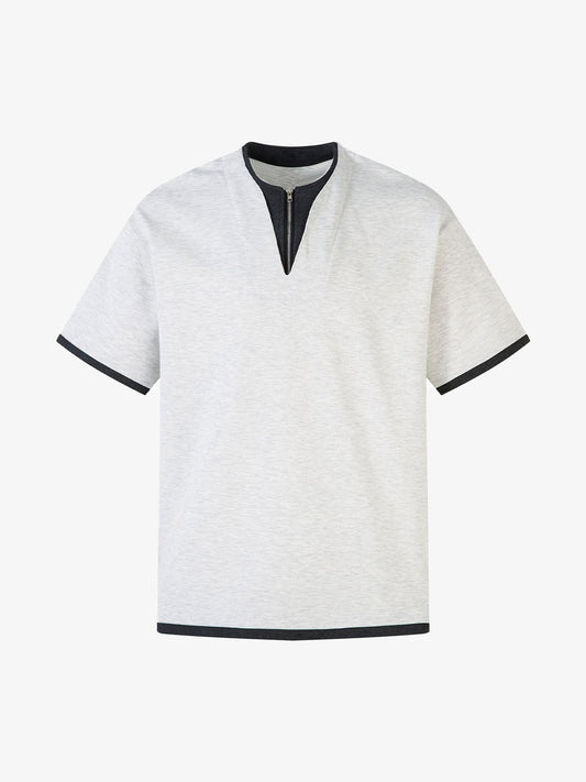 Contrast Color Stitching Faux Two-Piece T-shirt 