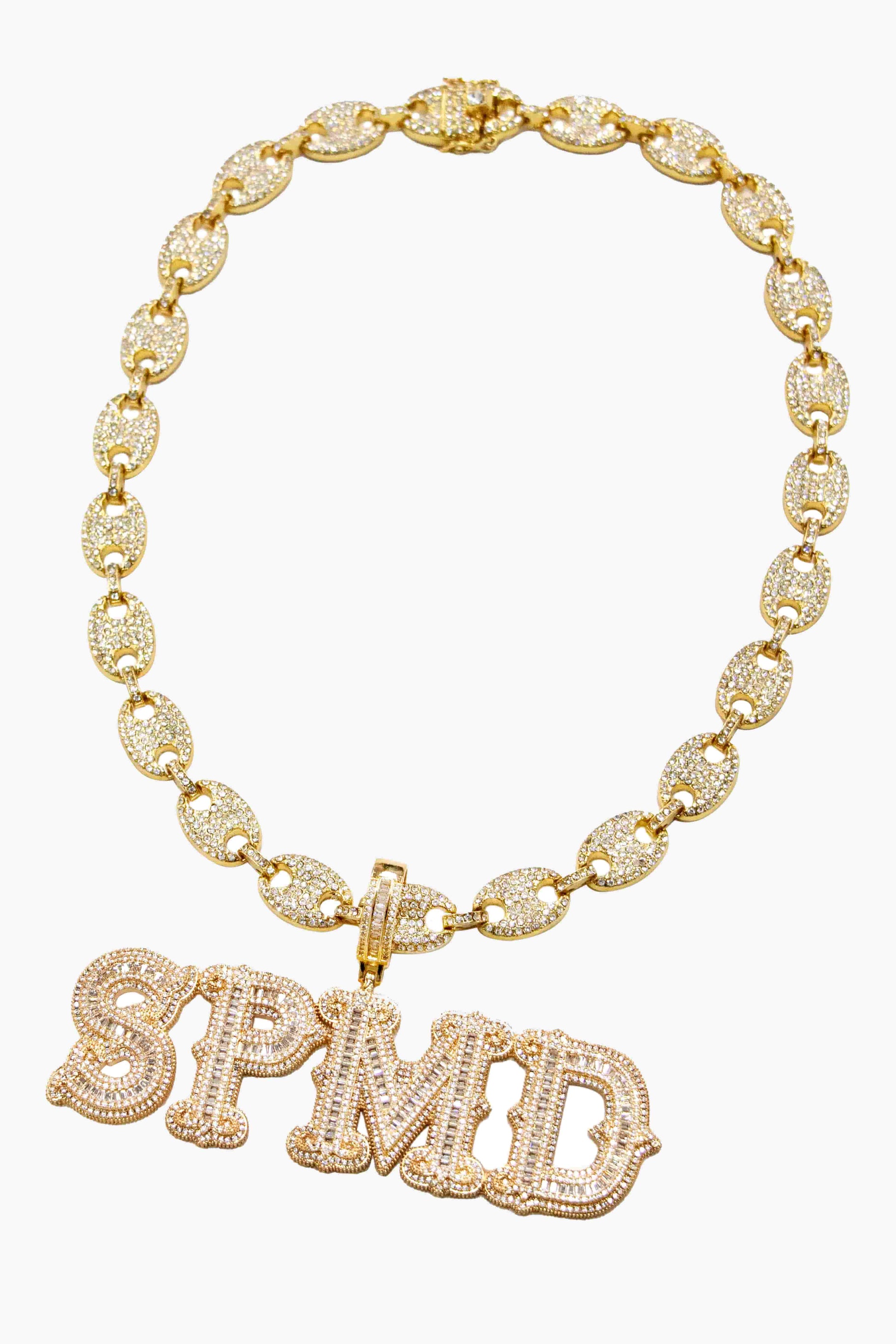 Thesupermade Hip-hop Diamond Letter Necklace - 2229 