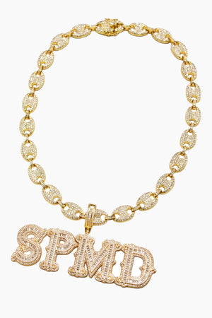 Thesupermade Hip-hop Diamond Letter Necklace - 2229 