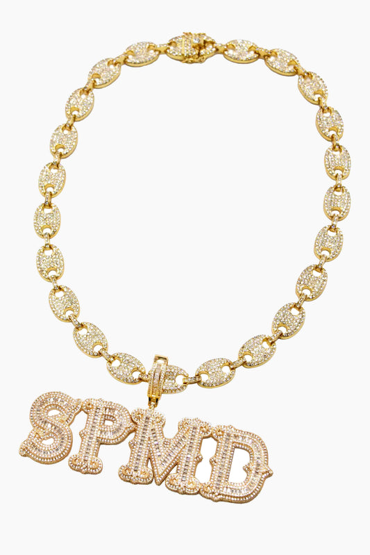 Thesupermade Hip-hop Diamond Letter Necklace - 2229 