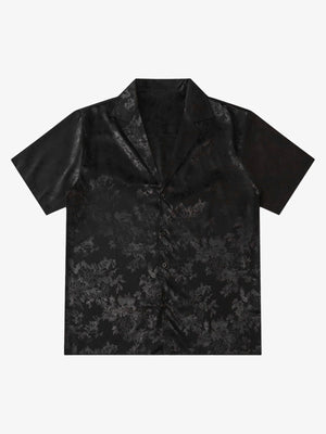 Thesupermade Leaves Pattern  Black Vintage Shirts 