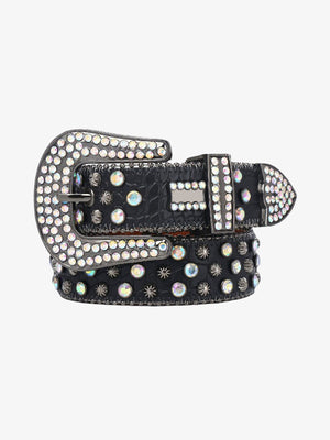 Punk Style Metal Hotfix Rhinestone Belt 