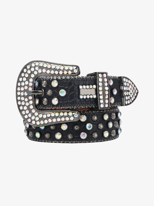 Punk Style Metal Hotfix Rhinestone Belt 