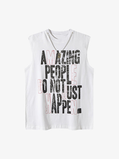 Graphic Lettering Chain Vest 