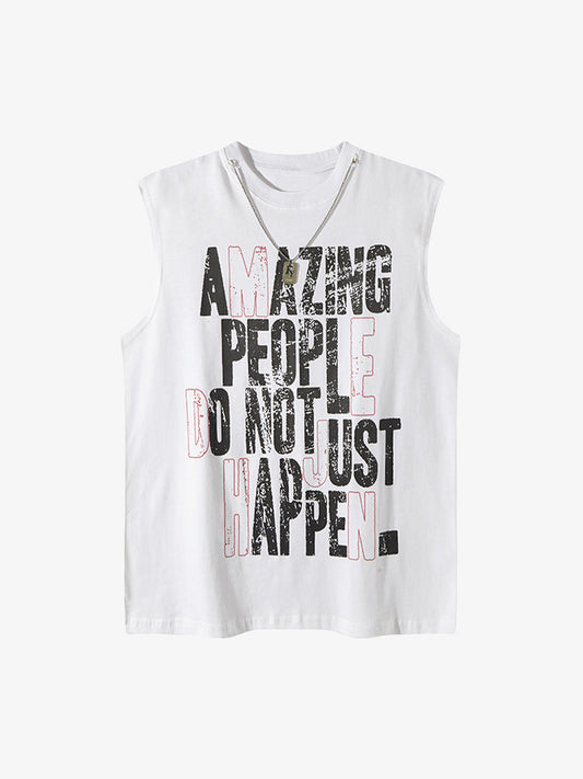 Graphic Lettering Chain Vest 