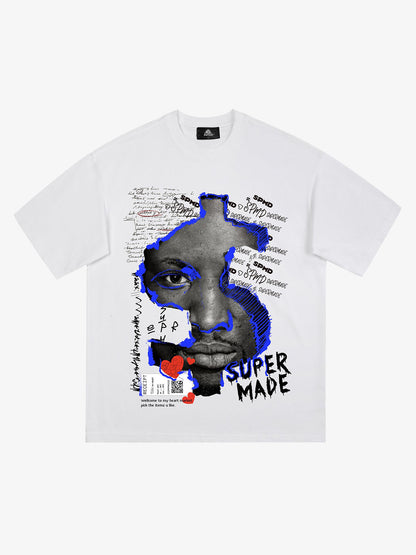 Thesupermade US Dollar Face Graffiti Street Hip-Hop T-shirt - 2128 