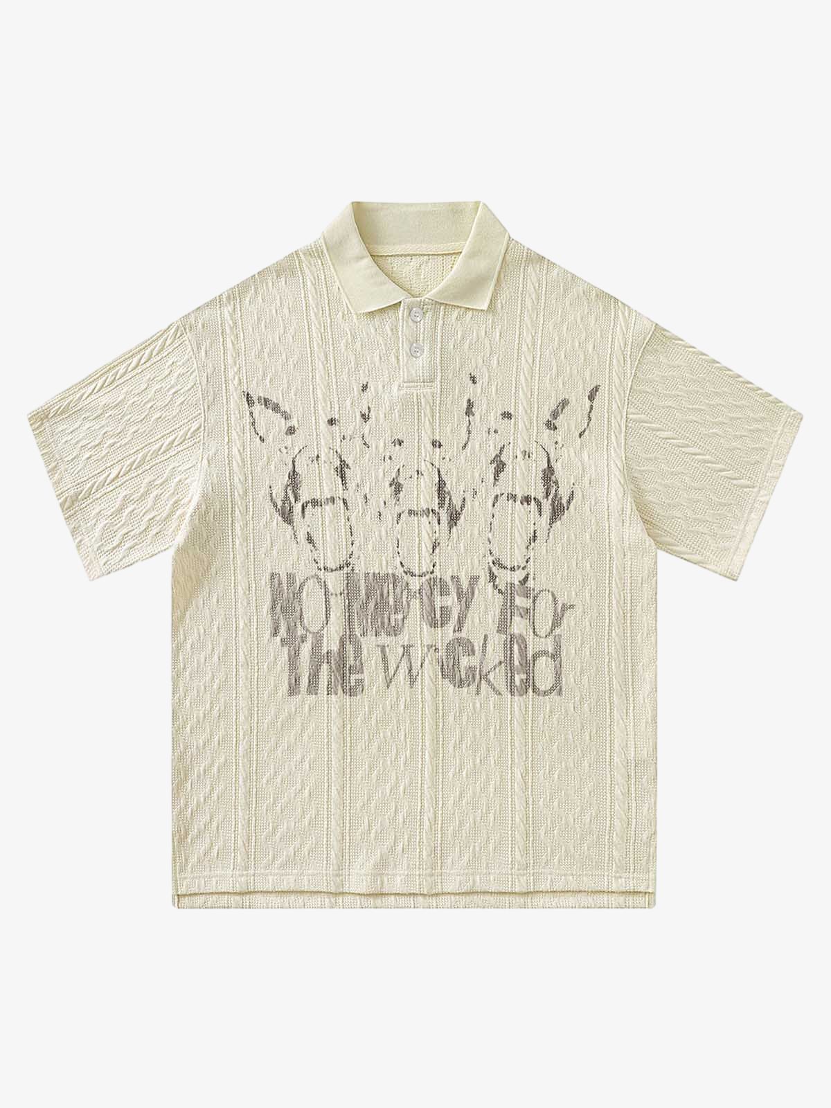 Vintage Print Lapel Short Sleeve Polo Shirt 