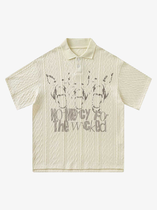 Vintage Print Lapel Short Sleeve Polo Shirt 