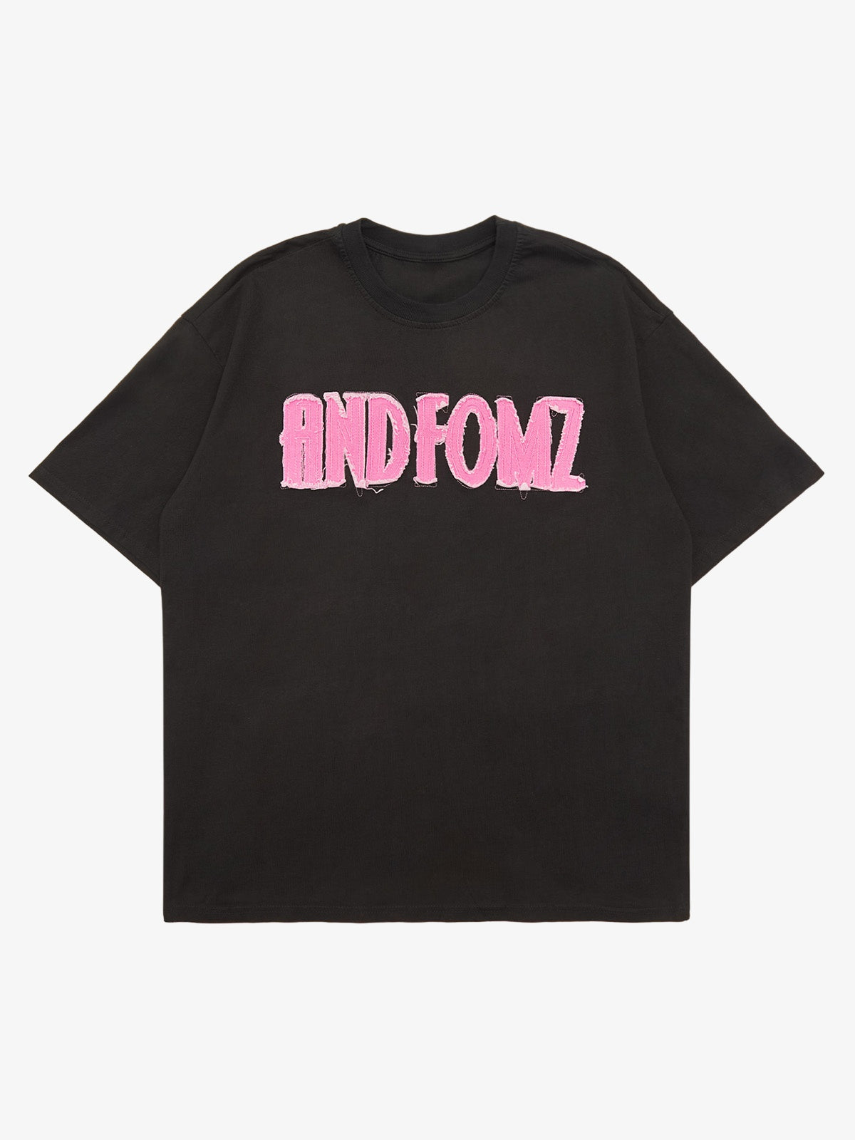 Thesupermade Pink Letter Applique Street Rap T-shirt - 2145 