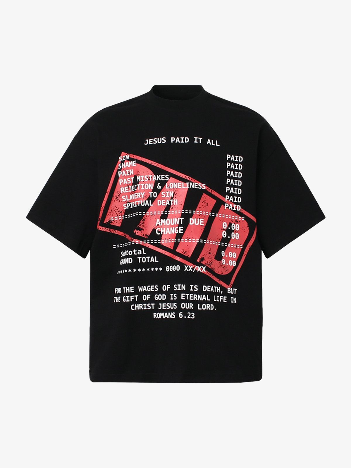 Street PAID Letter Slogan T-shirt - 2363 