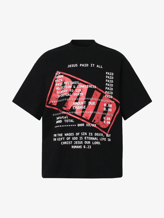 Street PAID Letter Slogan T-shirt - 2363 