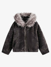 Thesupermade Fur Hooded Quilted Sherpa Jacket - 2304 
