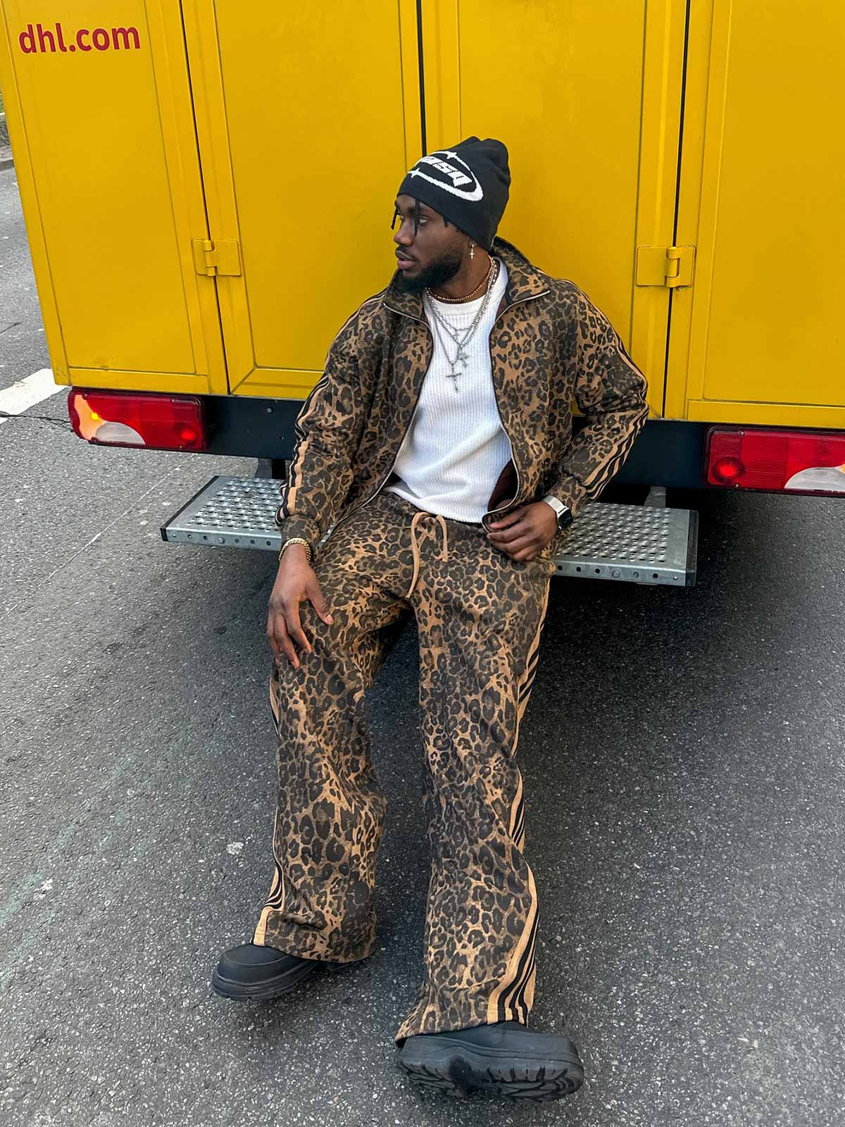 Thesupermade Cheetah Print Suede Tracksuit - 2277 