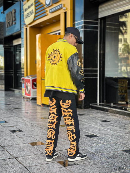 Thesupermade Burning Text Embroidered Letters Jeans -1478 