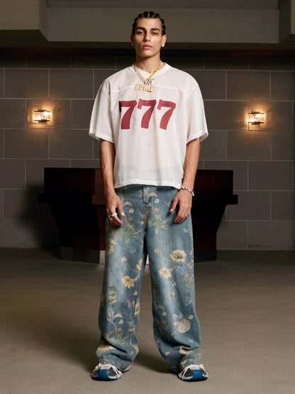 Jersey Letter Print Quick Dry V-neck T-shirt - 2389 