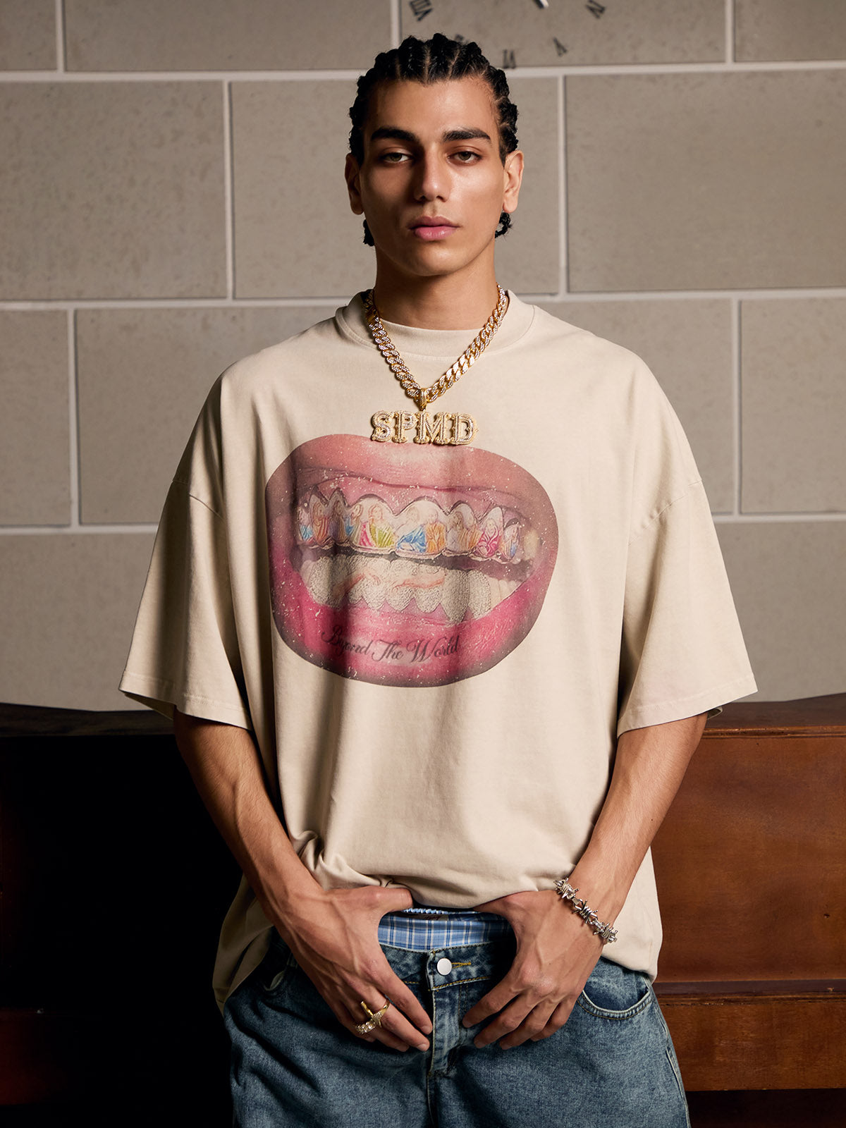 Full Diamond Tooth Pattern T-Shirt - 2258 