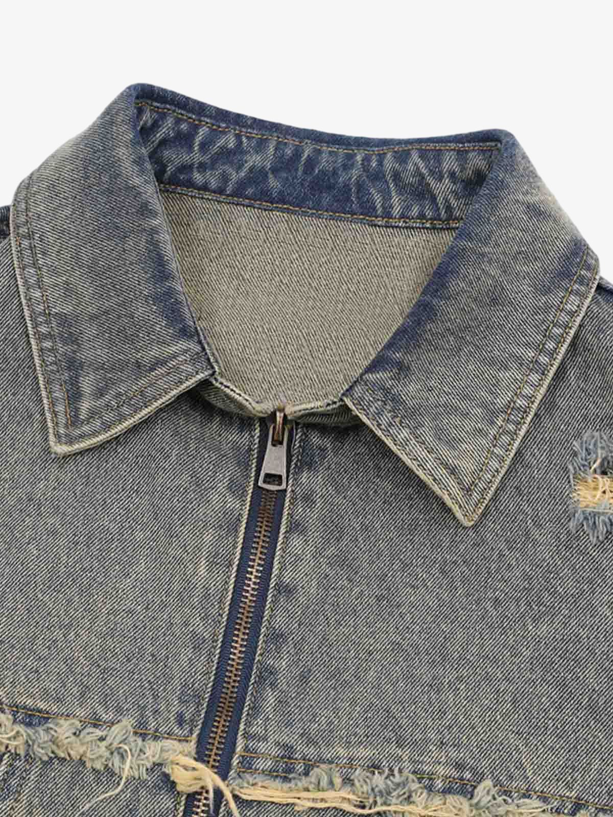 Distressed Ripped Denim Suit 