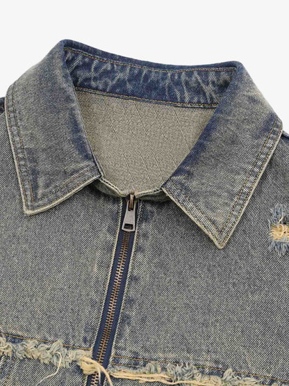 Distressed Ripped Denim Suit 