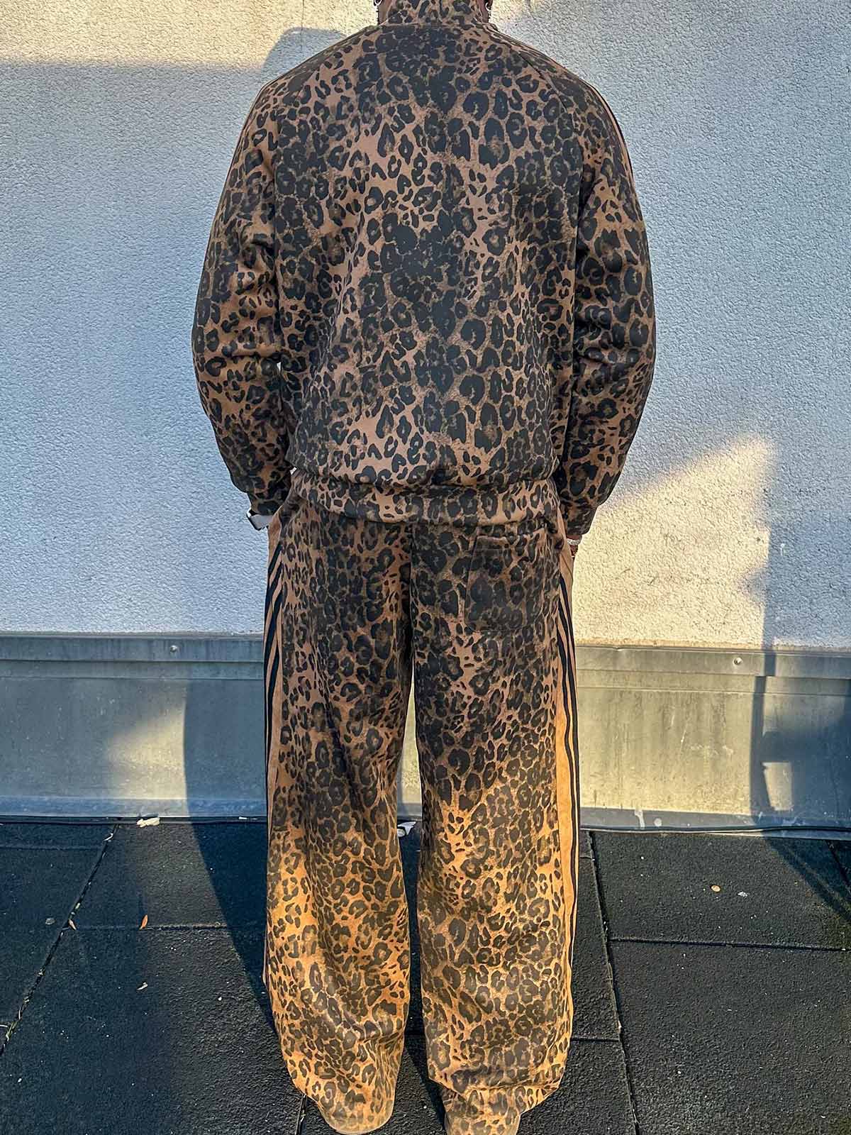 French Terry Cheetah Print Suede Tracksuit - 2277 
