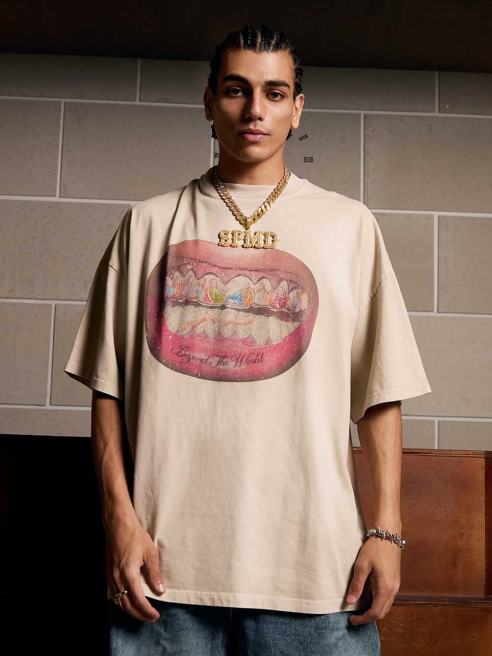 Full Diamond Tooth Pattern T-Shirt - 2258 