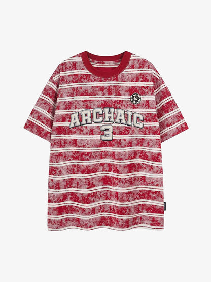 Graphic Lettering Striped Oversized T-Shirt 