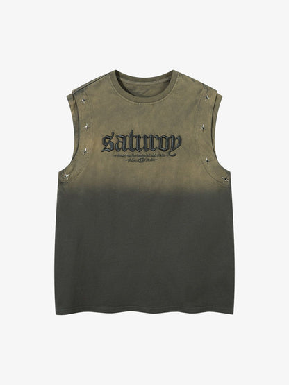 Gradient Embroidered Stars Tank Top 