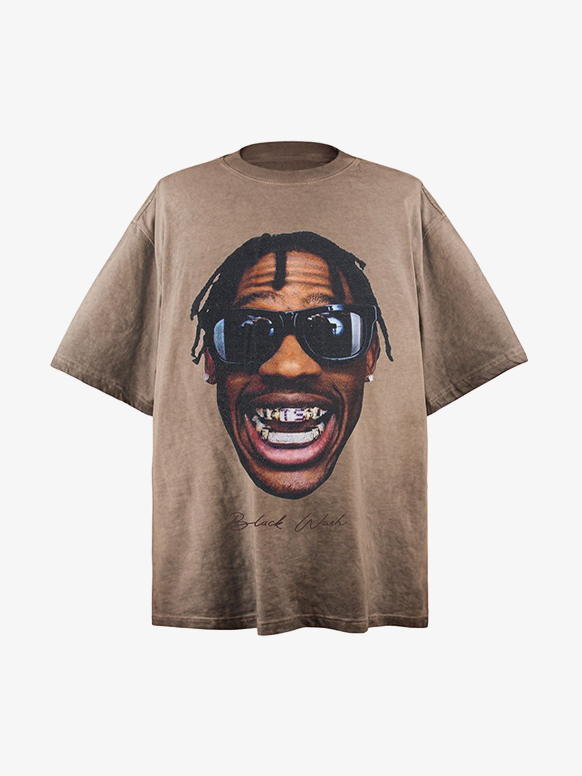 Portrait Print Crew Neck T Shirt 2377