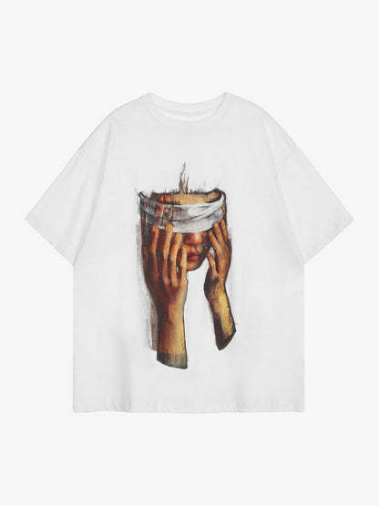 Thesupermade American Tide Loose Print Round Neck T-shirt -1640 