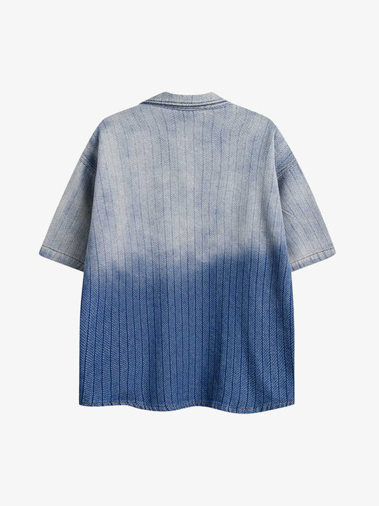 Thesupermade Gradient Denim Short-Sleeve Shirt 