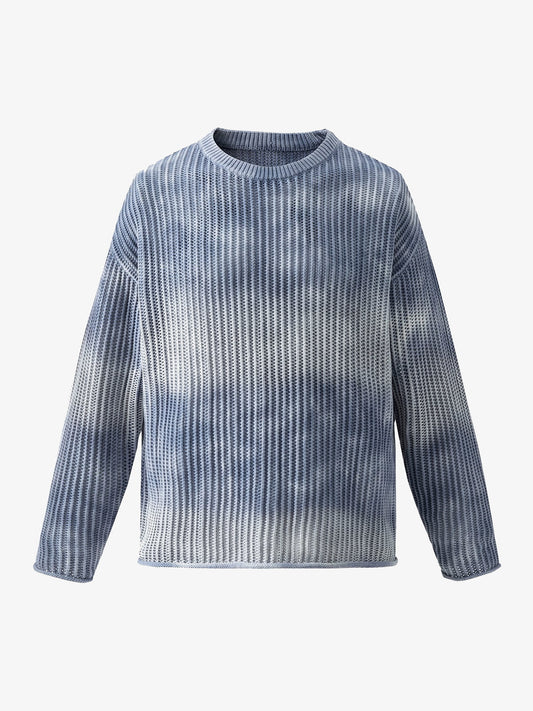 Gradient Ombre Knit  Crew Neck Sweater 