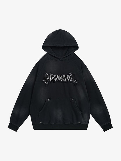 Wasteland Washed Patched Embroidered Hoodie Set 
